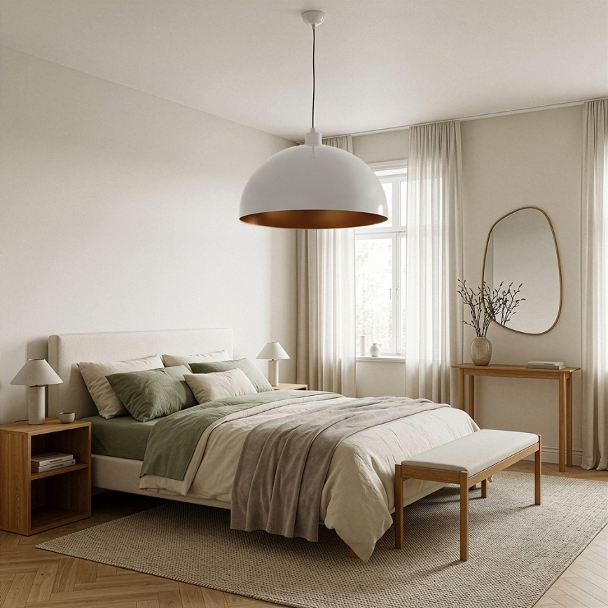 Brilagi - Lampa wisząca LED na lince METALO 1xE27/40W/230V Ø 60 cm biała/miedziana