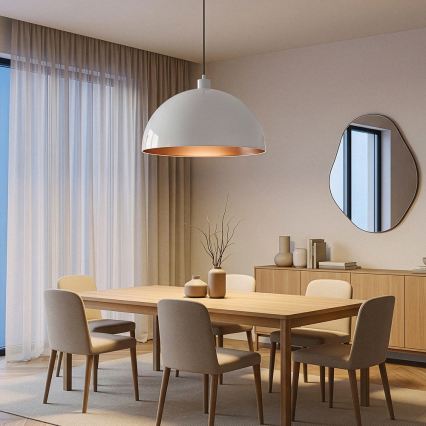 Brilagi - Lampa wisząca LED na lince METALO 1xE27/40W/230V Ø 60 cm biała/miedziana