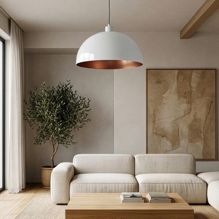 Brilagi - Lampa wisząca LED na lince METALO 1xE27/40W/230V Ø 60 cm biała/miedziana