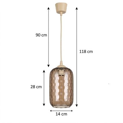 Brilagi - Lampa wisząca LED na przewodzie RETRO GLASS 1xE27/60W/230V śr. 14 cm beżowy/dymny brąz