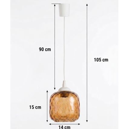 Brilagi - Lampa wisząca LED RETRO GLASS na lince 1xE27/60W/230V Ø 14 cm biały/przydymiony brąz