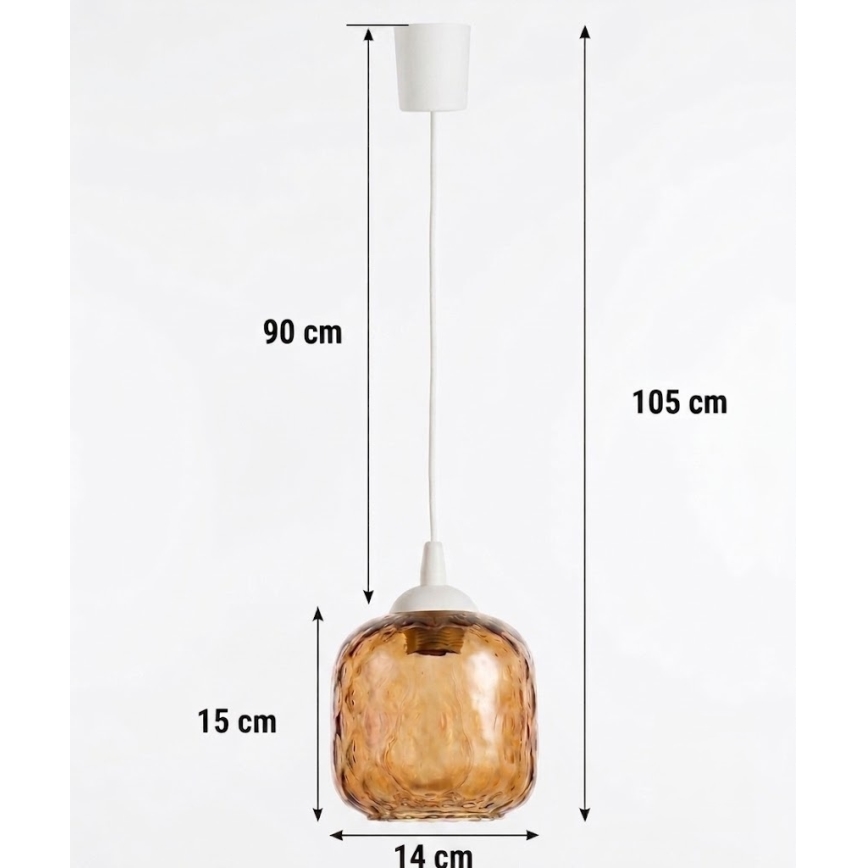 Brilagi - Lampa wisząca LED RETRO GLASS na lince 1xE27/60W/230V Ø 14 cm biały/przydymiony brąz