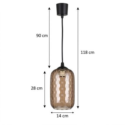Brilagi - Lampa wisząca LED na przewodzie RETRO GLASS 1xE27/60W/230V średnica 14 cm czarny/przydymiony brąz