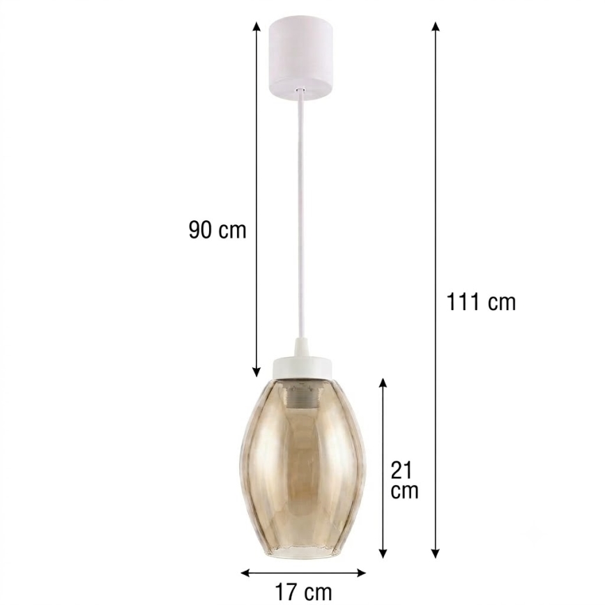 Brilagi - Lampa wisząca LED na lince RETRO GLASS 1xE27/60W/230V śr. 17 cm biały/przydymiony beżowy