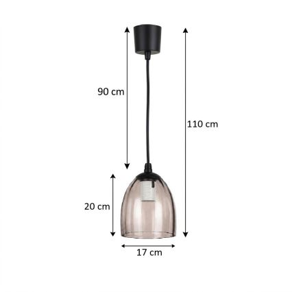 Brilagi - Lampa wisząca LED na przewodzie RETRO GLASS 1xE27/60W/230V Ø 17 cm czarny/dymowy beż