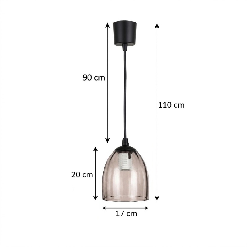 Brilagi - Lampa wisząca LED na przewodzie RETRO GLASS 1xE27/60W/230V Ø 17 cm czarny/dymowy beż