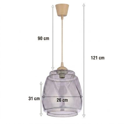 Brilagi - LED lampa wisząca na lince RETRO GLASS 1xE27/60W/230V śr. 26 cm beżowy/dymny szary