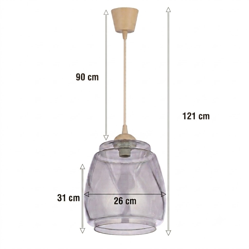 Brilagi - LED lampa wisząca na lince RETRO GLASS 1xE27/60W/230V śr. 26 cm beżowy/dymny szary