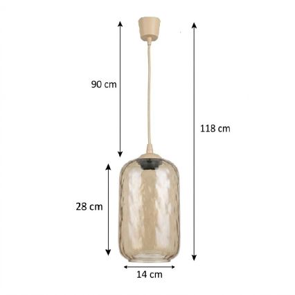 BRILAGI - LED lampa wisząca na lince RETRO GLASS 1xE27/60W/230V Ø 14 cm beżowy/przydymiony brąz