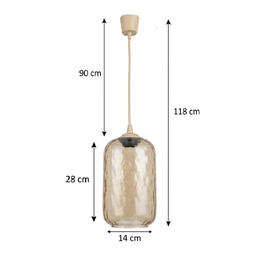BRILAGI - LED lampa wisząca na lince RETRO GLASS 1xE27/60W/230V Ø 14 cm beżowy/przydymiony brąz