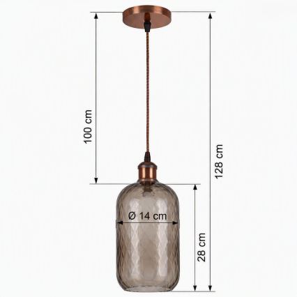 Brilagi - Żyrandol LED na lince RETRO GLASS 1xE27/60W/230V śr. 14 cm miedziany/przydymiony brąz