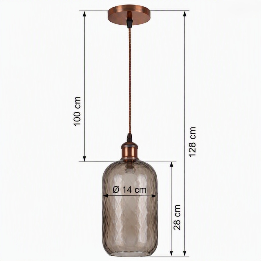 Brilagi - Żyrandol LED na lince RETRO GLASS 1xE27/60W/230V śr. 14 cm miedziany/przydymiony brąz