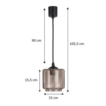 Brilagi - LED lampa wisząca na lince RETRO GLASS 1xE27/60W/230V śr. 15 cm czarny/przydymiony beż