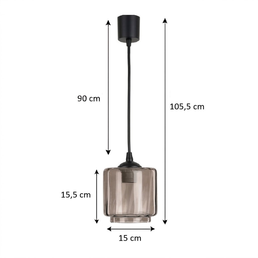 Brilagi - LED lampa wisząca na lince RETRO GLASS 1xE27/60W/230V śr. 15 cm czarny/przydymiony beż