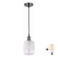 BRILAGI - Lampa wisząca LED na lince RETRO GLASS 1xE27/60W/230V śr. 14 cm czarna/biała