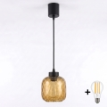 Brilagi - Lampa wisząca LED na lince RETRO GLASS 1xE27/60W/230V śr. 14 cm czarny/przydymiony brąz