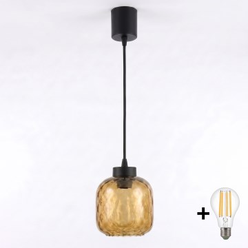 Brilagi - Lampa wisząca LED na lince RETRO GLASS 1xE27/60W/230V śr. 14 cm czarny/przydymiony brąz