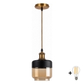 BRILAGI - Lampa wisząca LED na lince RETRO GLASS 1xE27/60W/230V śr. 14 cm złota/przydymiony beż