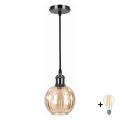 BRILAGI - Lampa wisząca LED na lince RETRO GLASS 1xE27/60W/230V śr. 18 cm czarna/przydymiona brązowa