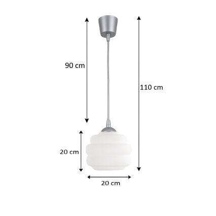 Brilagi - Lampa wisząca LED na lince RETRO GLASS 1xE27/60W/230V śr. 20 cm srebrna/biała