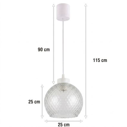 Brilagi - LED Żyrandol na przewodzie RETRO GLASS 1xE27/60W/230V śr. 25 cm biały/przydymiony szary