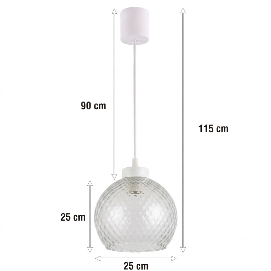 Brilagi - LED Żyrandol na przewodzie RETRO GLASS 1xE27/60W/230V śr. 25 cm biały/przydymiony szary