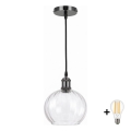 BRILAGI - Lampa wisząca LED na lince RETRO GLASS 1xE27/60W/230V śr. 25 cm czarny/przezroczysty