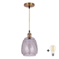 BRILAGI - Lampa wisząca LED na lince RETRO GLASS 1xE27/60W/230V śr. 26 cm złota/dymnoszara
