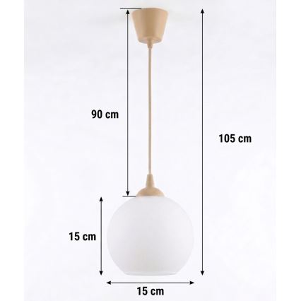 Brilagi - Lampa wisząca LED na lince RETRO GLASS 1xE27/60W/230V średnica 15 cm beżowa/biała