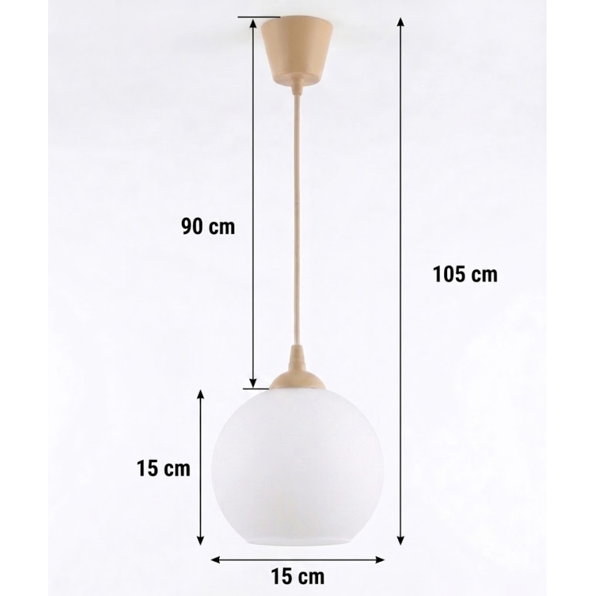 Brilagi - Lampa wisząca LED na lince RETRO GLASS 1xE27/60W/230V średnica 15 cm beżowa/biała