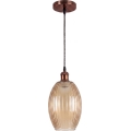 Brilagi - lampa wisząca LED na lince RETRO GLASS 1xE27/60W/230V średnica 17 cm miedziana/dymowo-beżowa