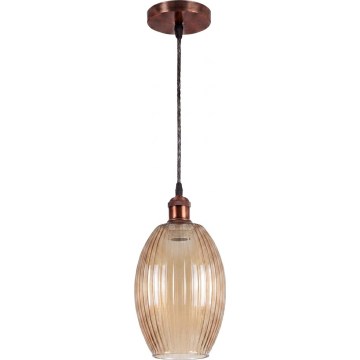 Brilagi - lampa wisząca LED na lince RETRO GLASS 1xE27/60W/230V średnica 17 cm miedziana/dymowo-beżowa
