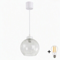 Brilagi - Lampa wisząca LED na lince RETRO GLASS 1xE27/60W/230V średnica 25 cm biała/przezroczysta