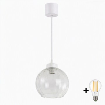 Brilagi - Lampa wisząca LED na lince RETRO GLASS 1xE27/60W/230V średnica 25 cm biała/przezroczysta