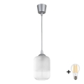 Brilagi - Lampa wisząca LED na lince RETRO GLASS 1xE27/60W/230V Ø 14 cm srebrna/biała
