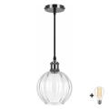 BRILAGI - Lampa wisząca LED na lince RETRO GLASS 1xE27/60W/230V Ø 18 cm czarna/przezroczysta
