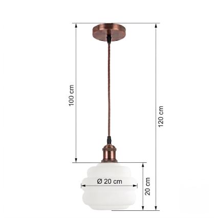 Brilagi - Lampa wisząca LED na lince RETRO GLASS 1xE27/60W/230V Ø 20 cm miedziana/biała