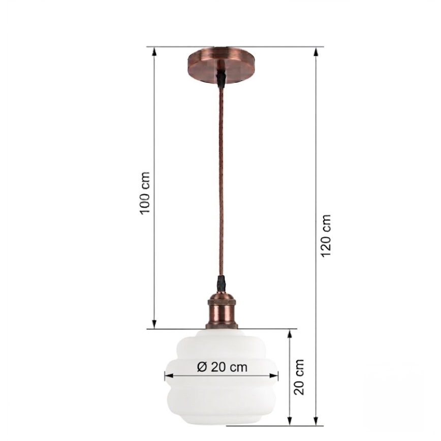Brilagi - Lampa wisząca LED na lince RETRO GLASS 1xE27/60W/230V Ø 20 cm miedziana/biała