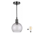 BRILAGI - Lampa wisząca LED na lince RETRO GLASS 1xE27/60W/230V Ø 25 cm czarny/przydymiony szary