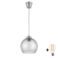 Brilagi - Lampa wisząca LED na lince RETRO GLASS 1xE27/60W/230V Ø 25 cm srebrny/przydymiony szary