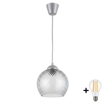 Brilagi - Lampa wisząca LED na lince RETRO GLASS 1xE27/60W/230V Ø 25 cm srebrny/przydymiony szary