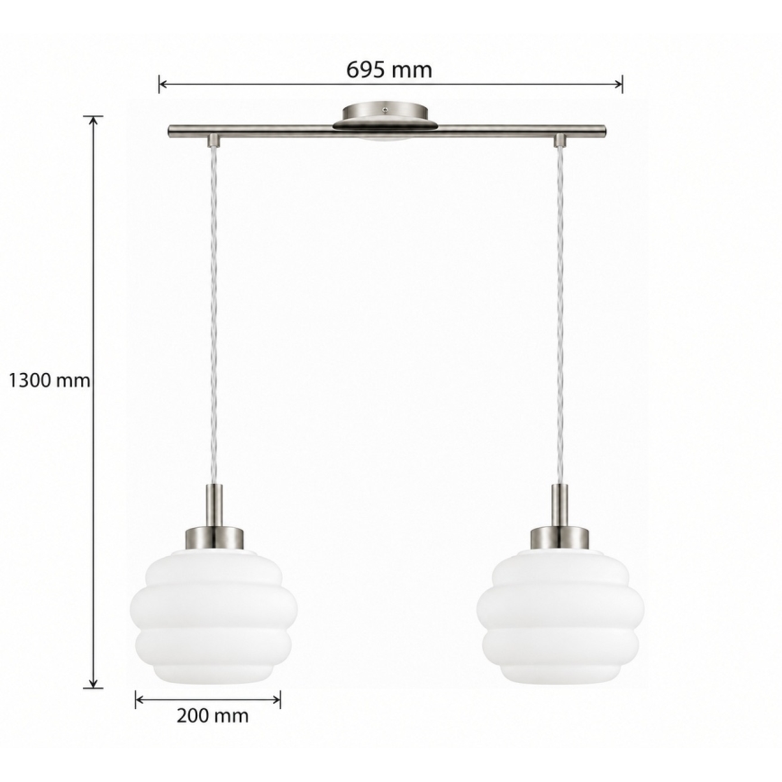 BRILAGI - Lampa wisząca LED na lince RETRO GLASS 2xE27/60W/230V chrom matowy/biały