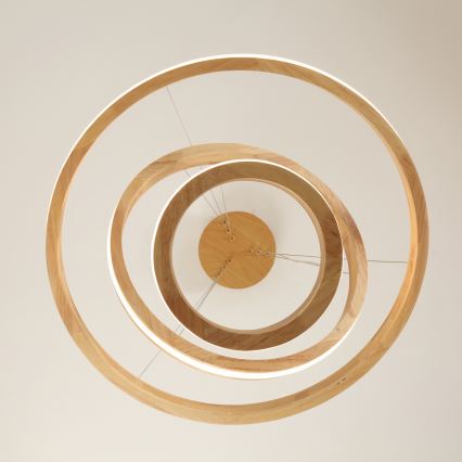 Brilagi - Lampa wisząca LED na lince UMEA WOOD LED/45W/230V śr. 60 cm, drewno kauczukowe