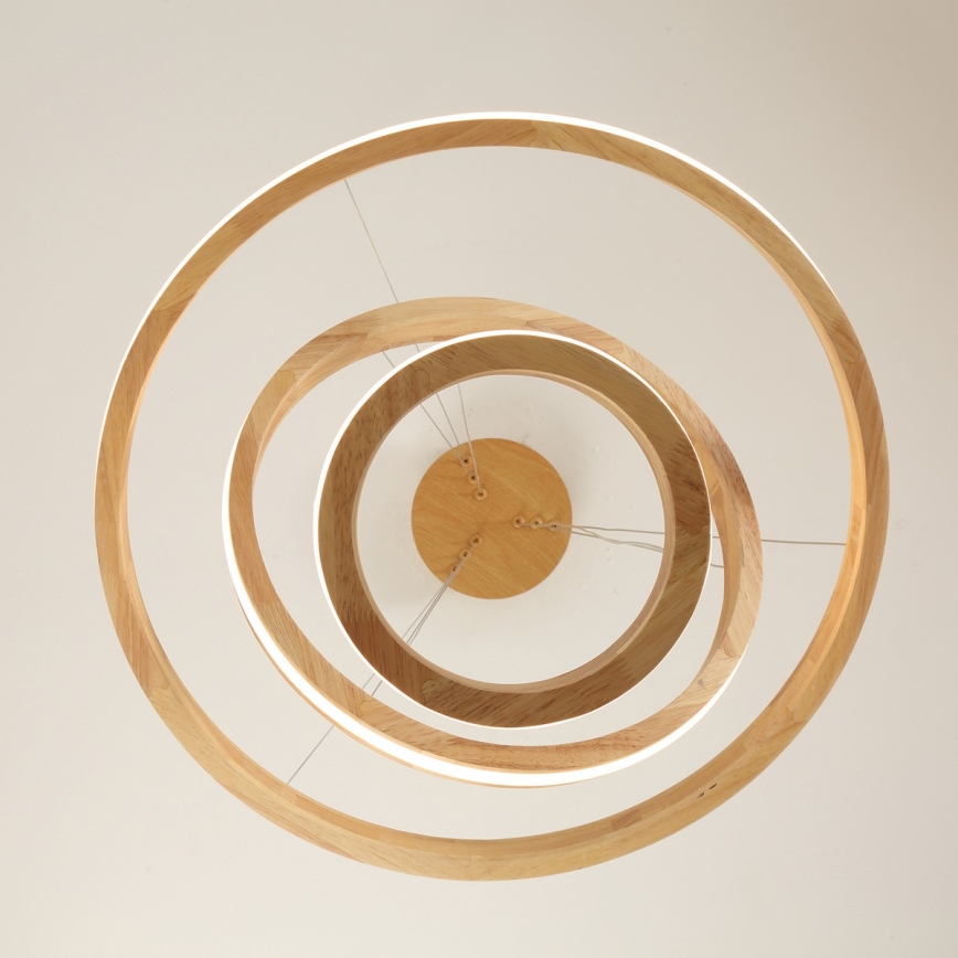 Brilagi - Lampa wisząca LED na lince UMEA WOOD LED/45W/230V śr. 60 cm, drewno kauczukowe