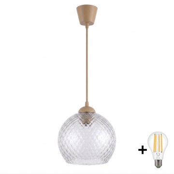 Brilagi - Lampa wisząca LED na linkach RETRO GLASS 1xE27/60W/230V, śr. 25 cm, beżowa/dymiona szara
