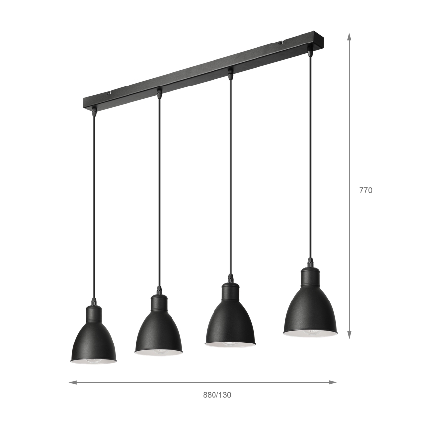 BRILAGI - Lampa wisząca LED na linkach RIDDY 4xE27/60W/230V czarna