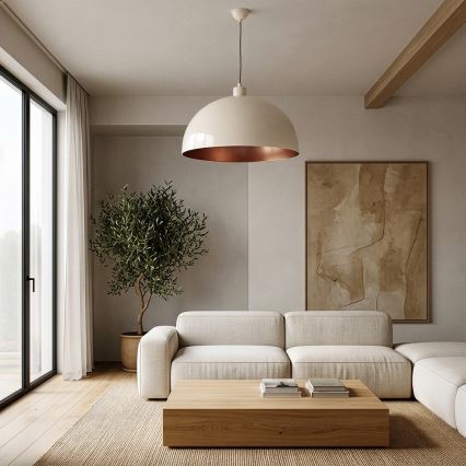Brilagi - Lampa wisząca LED na linkę METALO 1xE27/40W/230V śr. 60 cm beżowy/miedziany