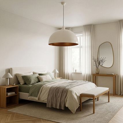 Brilagi - Lampa wisząca LED na linkę METALO 1xE27/40W/230V śr. 60 cm beżowy/miedziany
