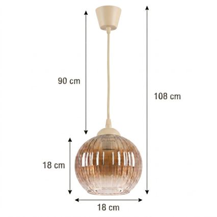 Brilagi - LED żyrandol na lince RETRO GLASS 1xE27/60W/230V śr. 18 cm beżowy/przydymiony brązowy