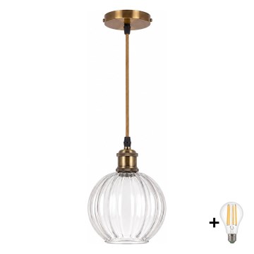 BRILAGI - Lampa wisząca LED na linkę RETRO GLASS 1xE27/60W/230V śr. 18 cm złota/przezroczysta
